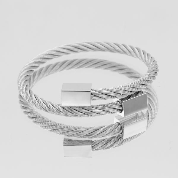 Silver Mens Cable Twisted Chain Bracelet/Bangle by ELMNT