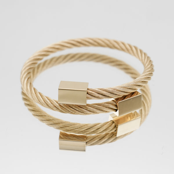 Gold Mens Cable Twisted Chain Bracelet/Bangle by ELMNT