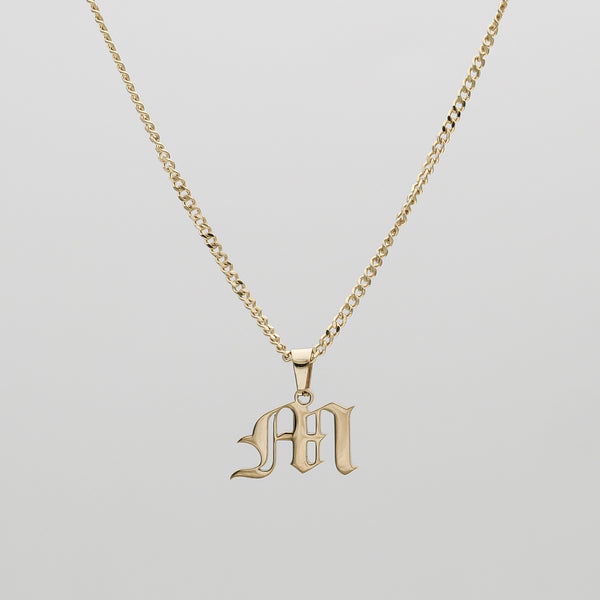 Men's Gold Initial Letter M Pendant Name Necklace by ELMNT