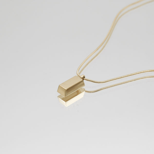 Gold Bar Ingot Pendant Necklace