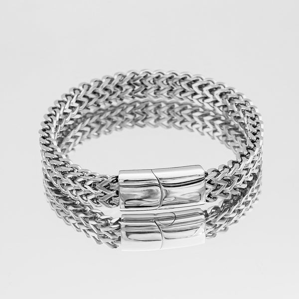 Silver Mens Thick Foxtail Chain Bracelet by ELMNT