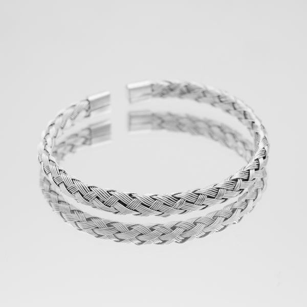 Silver Mens Weaved Chain Bangle/Bracelet by ELMNT